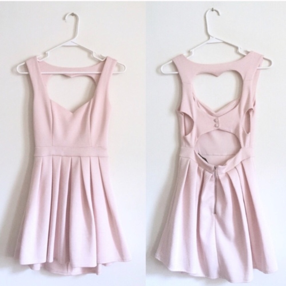 Cute pink dress with heart shaped open back